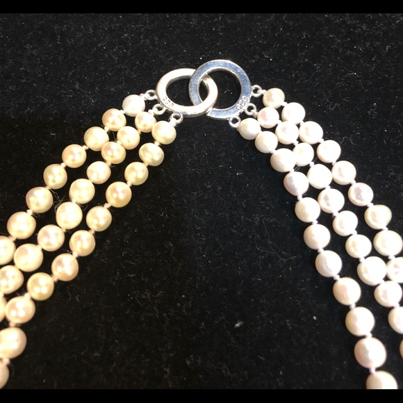 Gorgeous Opalite & White Pearl 3 Strand Necklace - Picture 5 of 6